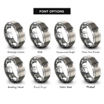 font options for inside engraving on grey menger cross section rings