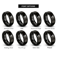 font options for inside engraving on black menorah rings