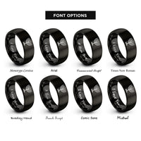 font options for inside engraving on black menorah seven branch rings