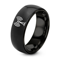Mens 10th Anniversary Ring – black tungsten antenna waves ring