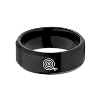 custom engraved rings – black tungsten fire hose coiled wedding band