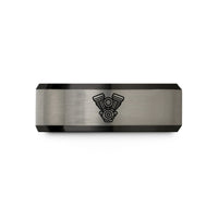 men's black tungsten ring – black & silver tungsten v twin engine wedding band