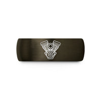 men's black tungsten ring – gunmetal & black tungsten v twin engine wedding band