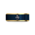 best presents for dad – gold & blue tungsten snowman wedding band
