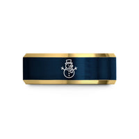 best presents for dad – gold & blue tungsten snowman wedding band