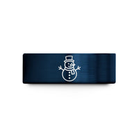 cool presents for guys – gold & blue tungsten snowman wedding band