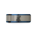 best presents for guys – blue & silver tungsten starting blocks wedding band