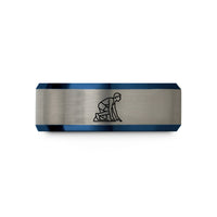 best presents for guys – blue & silver tungsten starting blocks wedding band