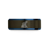 cool presents for him – gunmetal & blue tungsten starting blocks wedding band