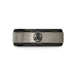 engraved rings for him – black & silver tungsten triskele triskelion circle wedding band
