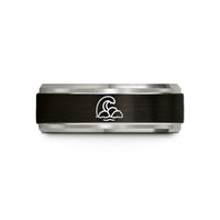 best presents for husband – black & blue & silver tungsten jetty rocks wave wedding band