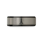 unique men’s rings – black & grey tungsten v body pickguard wedding band