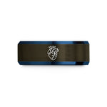 personalized presents for him – gunmetal & blue tungsten anatomical heart wedding band