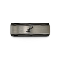 birthday present for husband – black & gray tungsten angle grinder wedding band