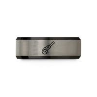 unique presents for him – black & gray tungsten angle grinder wedding band