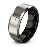 unique present ideas him – black & grey tungsten dashed trail line ring