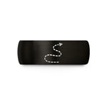 birthday presents for him – black tungsten dashed trail line wedding band