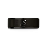 unique present ideas him – black tungsten dashed trail line wedding band