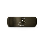 cool presents for guys – gunmetal & black tungsten dashed trail line wedding band