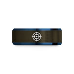 cool presents for guys – gunmetal & blue tungsten crosshair target wedding band
