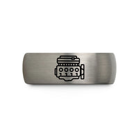 best presents for guys – black & gray tungsten inline 4 engine wedding band