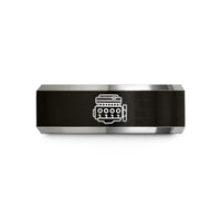 best presents for guys – black & silver tungsten inline 4 engine wedding band