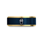 special presents for him – gold & blue tungsten milkshake cup wedding band
