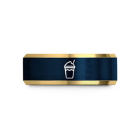 special presents for him – gold & blue tungsten milkshake cup wedding band
