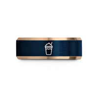 best birthday presents him – rose gold & blue tungsten milkshake cup wedding band