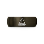 best presents for him – gunmetal & blue tungsten sailing yacht wedding band