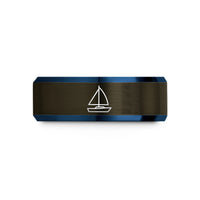 best presents for him – gunmetal & blue tungsten sailing yacht wedding band