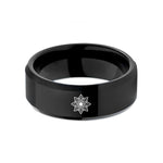 personalized presents for him – black tungsten spirograph star wedding band