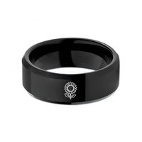 cool presents for guys – black tungsten sunflower bloom wedding band