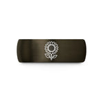 unique presents for him – gunmetal & black tungsten sunflower bloom wedding band