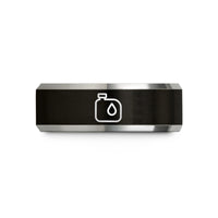 cool present ideas him – black & silver tungsten fuel tank wedding band