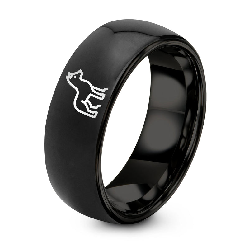 Norway – Tungsten Wedding Band, 8 mm, Gray, Black Comfort-Fit Unisex