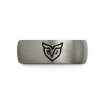 best presents for males – gunmetal & gray tungsten rvn badge wedding band
