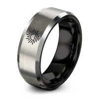 Mens Birthday Gifts Ideas – black & grey tungsten sunrise horizon ring