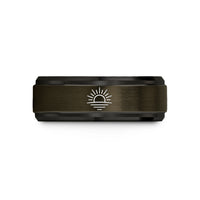 special presents for him – gunmetal & black tungsten sunrise horizon wedding band