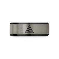 cool present ideas him – black & blue & grey tungsten triangle wedding band