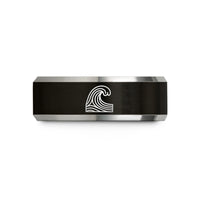 best present for him – black & silver tungsten wave crest contours wedding band