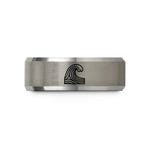 unique presents for him – black & silver tungsten wave crest contours wedding band
