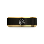 his and hers rings – black & gold tungsten euphonium player wedding band