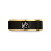 his and hers rings – black & gold tungsten euphonium player wedding band