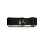 couples wedding band set – black & silver tungsten euphonium player wedding band