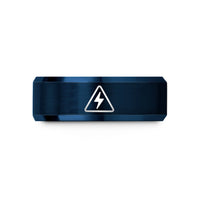 unisex tungsten ring set – blue tungsten high voltage symbol wedding band