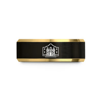 his and hers rings – black & gold tungsten the alamo wedding band