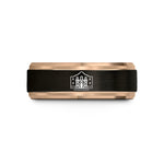 couples tungsten ring set – black & rose gold tungsten the alamo wedding band