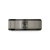 matching wedding bands – black & blue & silver tungsten the fool wedding band