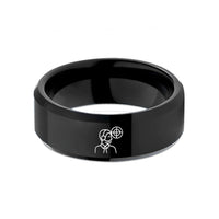 men's durable wedding band – black tungsten air traffic controller wedding band